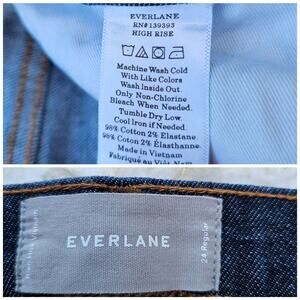Dark Wash Jeans High Rise Skinny Everlane Size 24 Stretch Denim Women Hi Rise